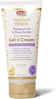 African Pride Moisture Miracle Gel N' Cream - 3-In-1 Curl Training System, Defines Curls, Holds Shape, Hydrates, Adds Shine, Contains Flaxseed Oil & Shea Butter, Defines & Elongates, 6 Oz