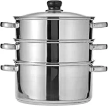 Wilson Stainless Steel 3-Tier Steamer Capsule Bottom With Glass Lid 26 cm, Silver JY-174A 26C/B