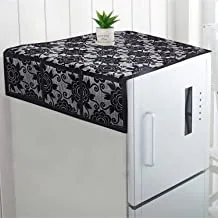 غطاء علوي للثلاجة قطني بتصميم الأزهار من Kuber Industries مقاس 37 بوصة × 21 بوصة (أسود) ، CTKTC13849