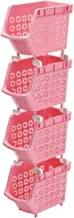 Lawazim 4-Tier Multipurpose Stackable Storage Rack Pink 30 x 17.5 x 95cm