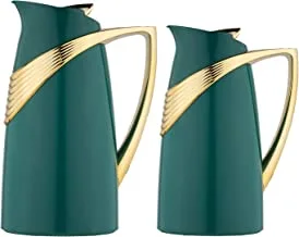 Al Saif 2 Pieces Coffee and Tea Vacuum Flask Set, Size: 1.0/0.7Liter, Color: Green