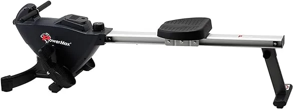 جهاز التجديف PowerMax Fitness RH-200 مع مساعدة مجانية للتركيب وشاشة رقمية للاستخدام المنزلي ، أسود