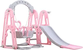 MOWA Toddler Climber and Slide Swing Set 3 in 1 Kids Play Playset Indoor Outdoor Playground Toy Pink FS-0232