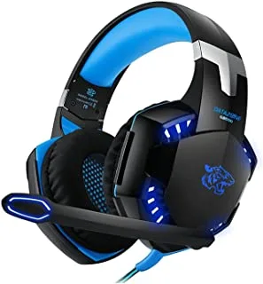 Gaming Headset - With Mic, Volume Control and Cool LED Lights - Compatible with PC, Laptop, Smartphone, PS4 and Xbox One Controller, G2000 (Blue)