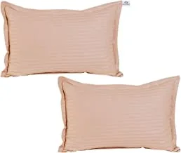 Heart home lining design cotton pillow cover- 18x28 inch, set of 2 (peach)-hs43hearth26766