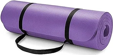 Marshal Fitness Yoga Mat Exercise Mat Purple Thickness 15mm NBR Non-Slip and Durabe Yoga Mat with Carrying Strap for Workout Eco Friendly/Home Gym Fitness Mat for Training Yoga Pilates (72 X 24 Inch)