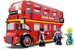 Sluban Model Bricks Series, Red London Double-Decker Bus Building Set 382 Pieces, with Minifigures, for Ages 6+ Years Old - Red
