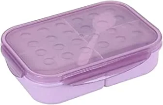 صندوق غداء من ألياف القمح من نيسان للكبار أوعية غداء للأطفال مكون من 3 مقصورات لحفظ الطعام (تتضمن أدوات المائدة ، أرجواني وشفاف) 1150 مل