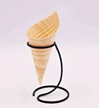 Cuisine Art Wooden Cone With Metal Stand Ice Cream Or Food Paper Cone With Holder Display Rack Server Stand For Home Kitchen And Commercial USe Cbb92326
