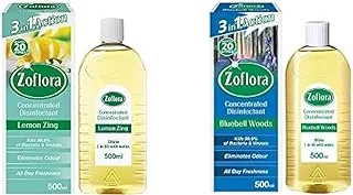 Zoflora, Multipurpose Concentrated Disinfectant, (1+1) Offer - Lemon Zing And Bluebell Woods (500 Ml + 500Ml)
