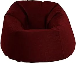 In House | Solly Relaxing Chair Soft and Comfortable Bean Bag Chill Sack Made of Linen Fabric Filled with Beanses -Small Size - Burgundy