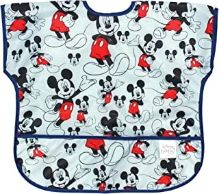 Bumkins Disney Mickey Mouse Junior Bib / Short Sleeve Toddler Bib / Smock 1-3 Years, Waterproof, Washable, Stain and Odor Resistant – Classic