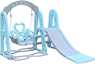 MOWA Toddler Climber and Slide Swing Set 3 in 1 Kids Play Climber Slide Playset Indoor Outdoor Playground Toy (Sky Blue)