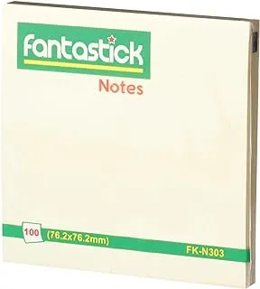 دفتر ملاحظات Fantastick Post It Pad ، مقاس 3 بوصات × 3 بوصات ، أصفر ، FK-N303