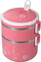 Delcasa DC1620 1700ML 2 Layer Lunch Box Portable Stainless Steel Inner case BPA Free with Detachable Outer Case Stackable Box Container Foldable Handle Leak Proof, multicolor