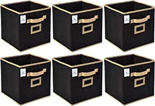 Kuber Industries Cloth Storage Box Unit|Closet Wardrobe Organizer|Baby Clothes Organizer|Storage Box For Toys, Clothes|6 Pieces (Black) Standard