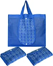 Heart Home Smiley Printed Eco Friendly Foldable Reusable Non-Woven Shopping Grocery Bag With One Small Pocket- Pack of 3 (Blue) -45HH070