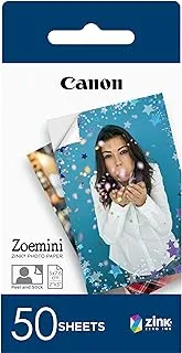 حزمة ورق صور Canon ZINK ، 50 ورقة من ورق صور ZINK مقاس 2 بوصة × 3 بوصة ، مقاوم للماء والتمزق ، خالٍ من التلطخ ، ظهر قابل للتقشير واللصق ، Zoemini ZINK ، XL