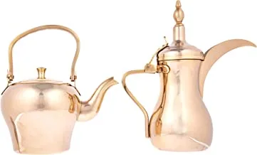 Al Saif 2 Pieces Stainless Steel Tea Kettle Set Size: 1.4/2.0 Liter, Color: Gold