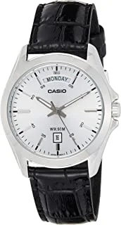 Casio Men's Silver Dial Leather Analog Watch - Mtp-1370L-7Avdf
