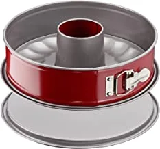TEFAL Baking Mold | Delibake Savarin Mould with Hinge 27cm | Red | High-Quality Carbon Steel Bakeware | Easy to Clean | 2 Years Warranty | J1642814