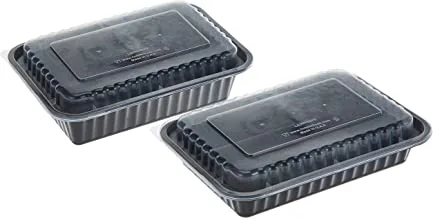 Hotpack Black Base Multipurpose Food Container, 38Oz With Black Base Container, 28Oz Set of 10 Pieces - Pack of 1