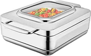 Verona Stainless Steel Induction Chafer, Half Size/ 4.5Ltr / 4.8U.S.Qt/Glass Lid - W09-1011 Ubu By Sunnex