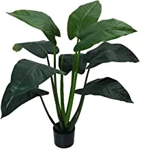 ياتاي نبات قلقاس صغير صناعي 1.1 متر بوعاء نبات بلاستيكي مع وعاء أسود - نباتات لديكور المنزل - شجرة اصطناعية خارجية - نباتات مزيفة للشرفة - نباتات داخلية - نباتات صناعية في الهواء الطلق