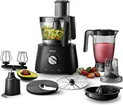PHILIPS Avance Collection Food Processor 1300W, Compact 3 In 1 Setup, 3.4 L Bowl - Hr7776/91, Black