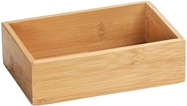 Wenko Terra Bamboo Organiser Box With 3 Compartments - Storage Box, Bathroom Basket, Bamboo, Brown, BambUS Mit Schublage