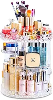 SHOWAY 360 Degree Rotating Adjustable Cosmetics Makeup Organizer, Carousel Storage for Cosmetics, Toiletries,Jewelry,Makeup,Brushes,Lipsticks,Toner&Creams. Durable Design with 8 Layers Large Capacity.