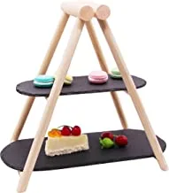 Cuisine Art 2 Tier Serving Slate With Wooden Stand Oval Cupcake Stand, Slate Tiered Serving Trays For Parties, Weddings,Home Decorating, Indoor Or Outdoor USe Cbb92739