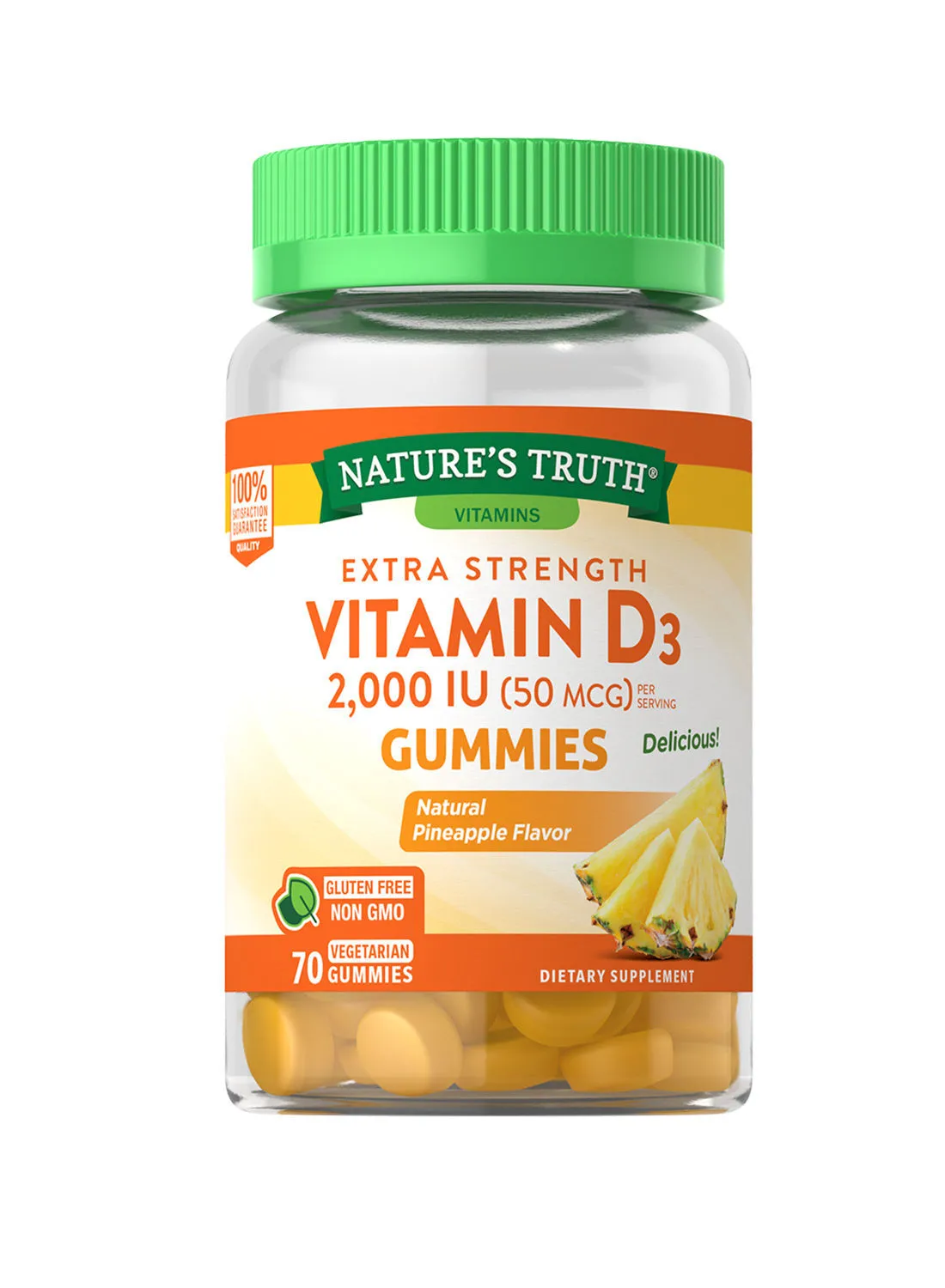 Nature's Truth Extra Strength Vitamin D3 50 Mcg (2,000 Iu), 70 Vegetarian Gummies