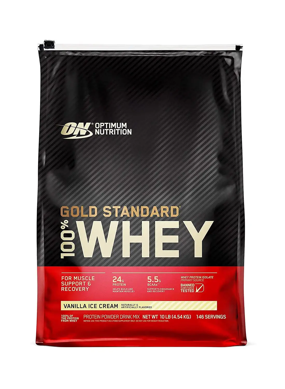 Optimum Nutrition Gold Standard 100% Whey Protein Powder 10 lbs (Vanilla Ice Cream)