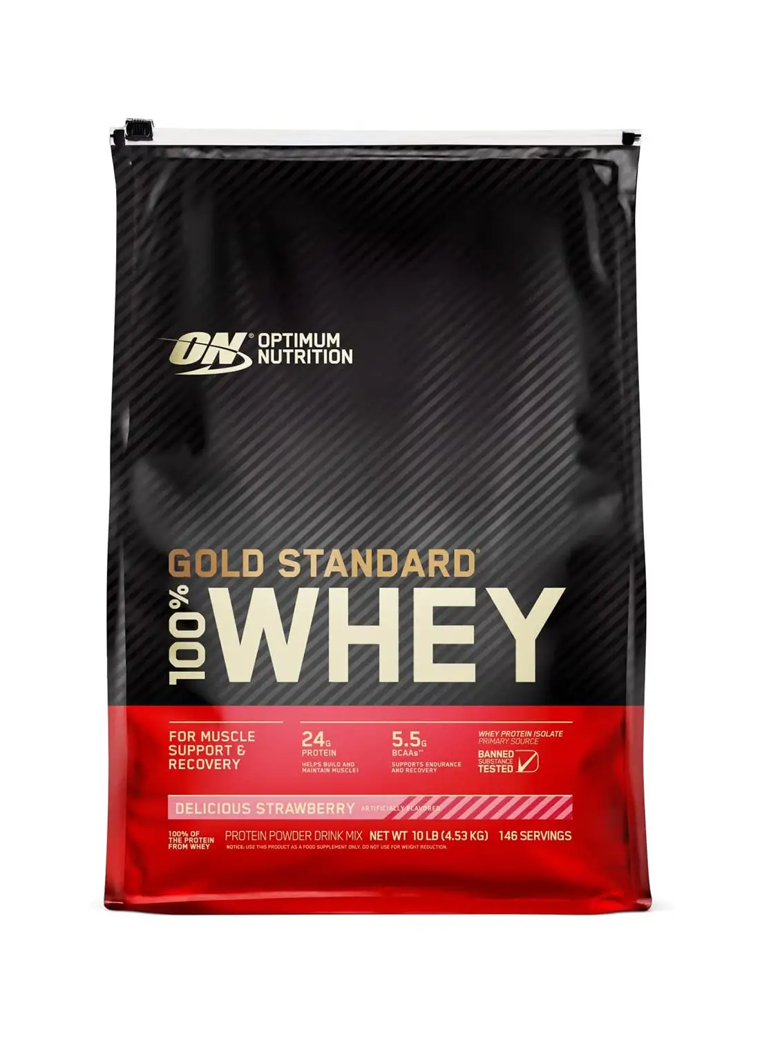 Optimum Nutrition Gold Standard 100% Whey Protein Powder 10 lbs (Delicious Strawberry)