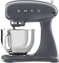 Smeg SMF03GRUK Full Colour Stand Mixer, Retro 50's Style with 4.8L Stainless Steel Bowl, Safety Lock, 10 Variable Speeds, 800W, Grey