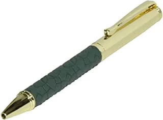 FIS FSPNGPUGRD5 Gold Pens with Embossed Italian PU Wrapper and Gift Box, Green