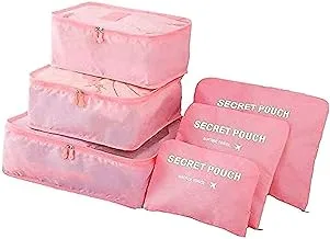 Coolbaby Pack Of 6 Packing Cubes-Compression Travel Luggage Organizer-Travel Clothe Storage Bag-Travel Mesh Pouch -Laundry Bag-Travel Packing Organizer-Shoe Bag（Pink）