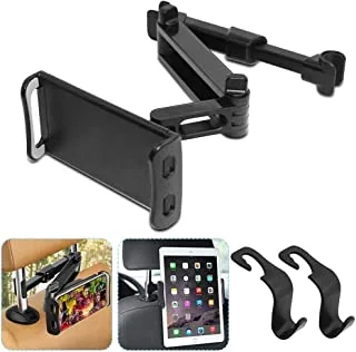 COOLBABY Car Headrest Mount with 2 Hooks Universal Auto Seat Back Collapsible Phone Holder Stand 360 Degree Rotating Adjustable