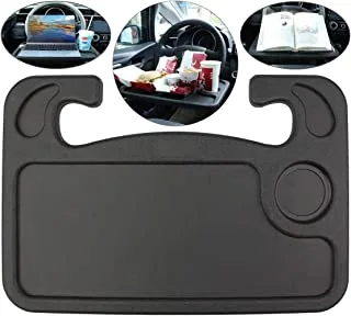 LXB 2in1 Auto Car Steering Wheel Tray - Universal Fits Most Vehicles Steering Wheels (Black)