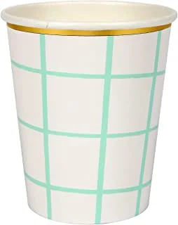 Meri Meri Grid Party Cups 8 Pieces, Mint