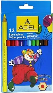 Adel ALCK-510000 Jumbo Hexa Dry Crayons Color Pencils 12-Pieces