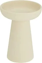 Aery porcini pillar and taper ceramic candle holder, cream matte, large