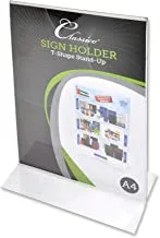 FIS Pack of 12 T-Shape Stand-Up Sign Holder Portrait,A4 Clear - FSNA1301