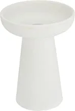 Aery Porcini Pillar and Taper Ceramic Candle Holder, White, Large