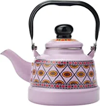 AL RIMAYA Asiri Design Enamel Coated Tea Kettle, 1.1 Liter Capacity, Purple
