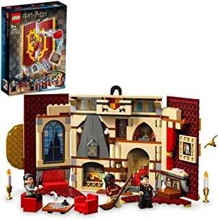 LEGO 76409 Harry Potter Gryffindor House Banner Set, Hogwarts Castle Common Room Toy or Wall Display, Fold Up Travel Toy, Collectible with 3 Minifigures
