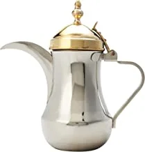 Al Rimaya India Stainless Steel Coffe Dallah With Golden Lid, 1200 ml Capacity