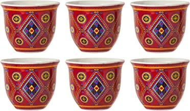 Alrimaya Gahwa Cup 6-Pieces Set, 100CC, Red, One Size