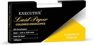 FIS FSEE1019PMWB25 100GSM Peel and Seal Executive Laid Paper Envelopes 25-Pieces, 115 mm x 225 mm Size, Moon Beam White